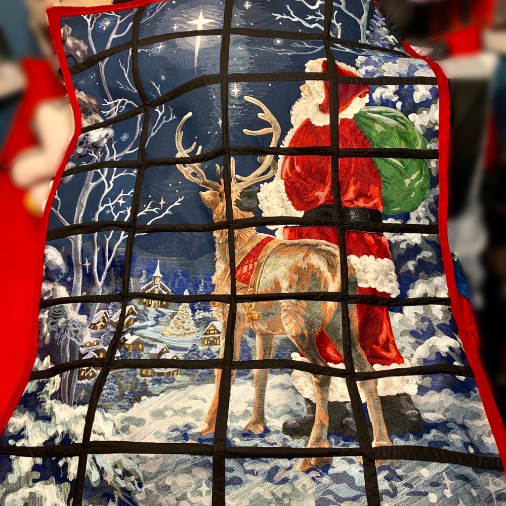 Handmade embroidered tile scene quilt/wall hanging